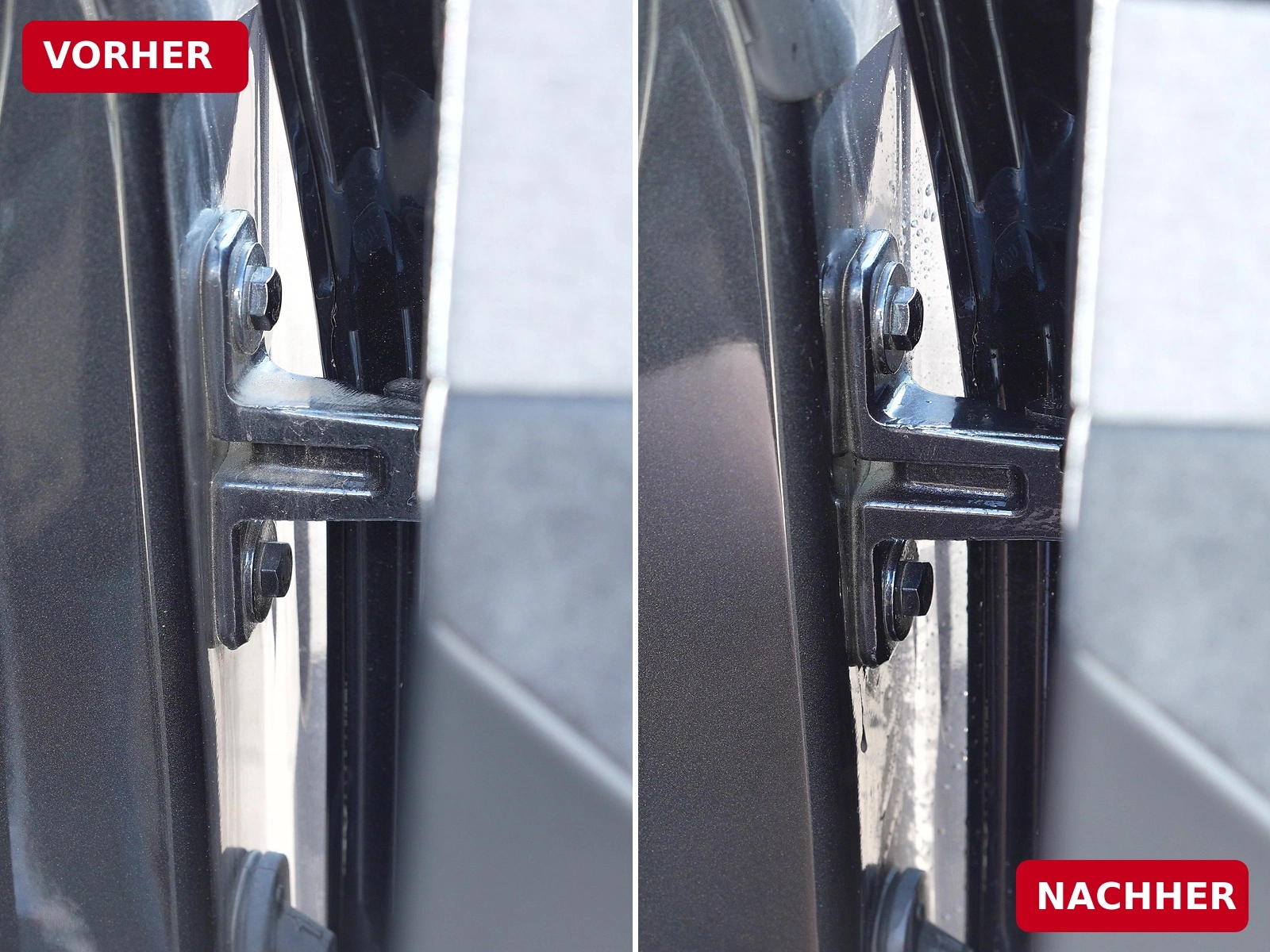 Vorher-Nachher-Beispiel eines Türscharniers